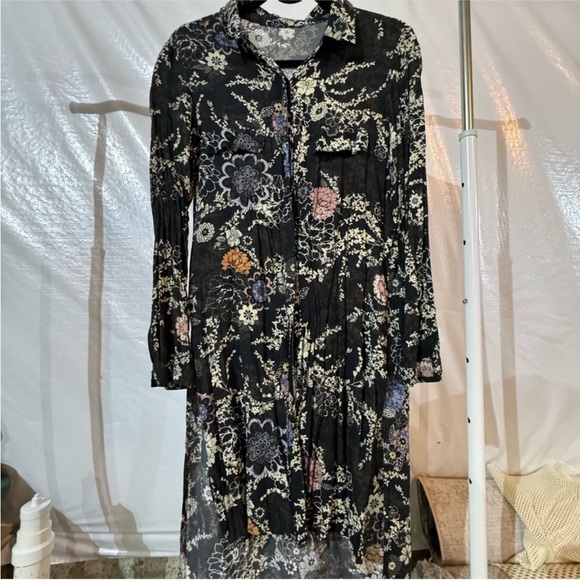 Zara Black and White Long Sleeve Shirt Dress - Picture 5 of 5